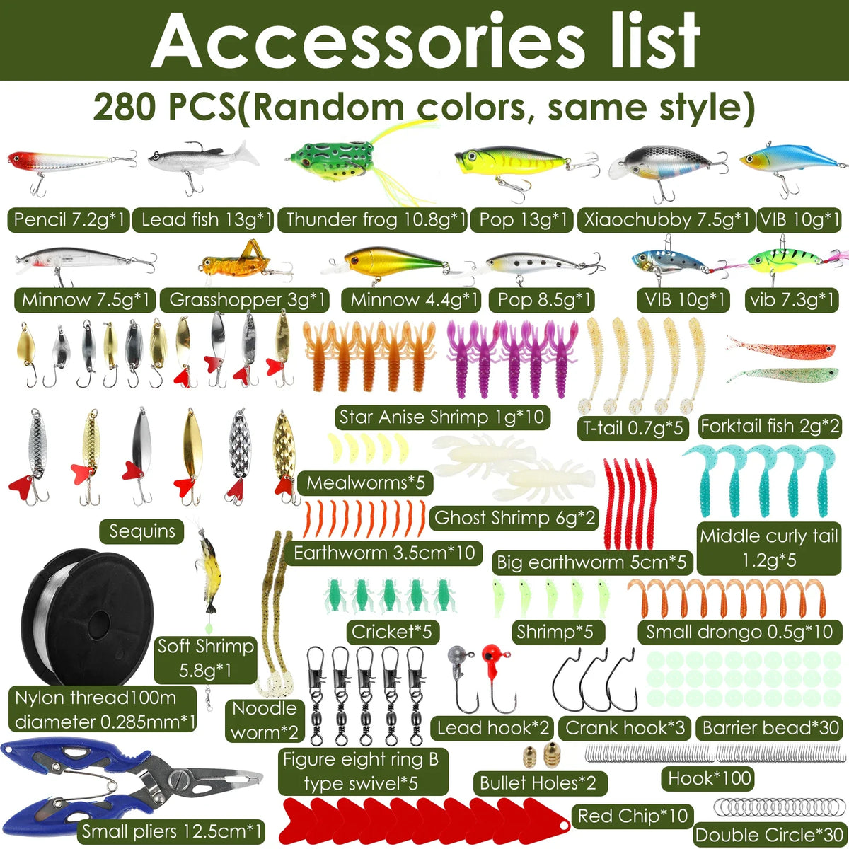 Mixed Fishing Lure Kit Set with Storage Box – 102 to 302 Pcs