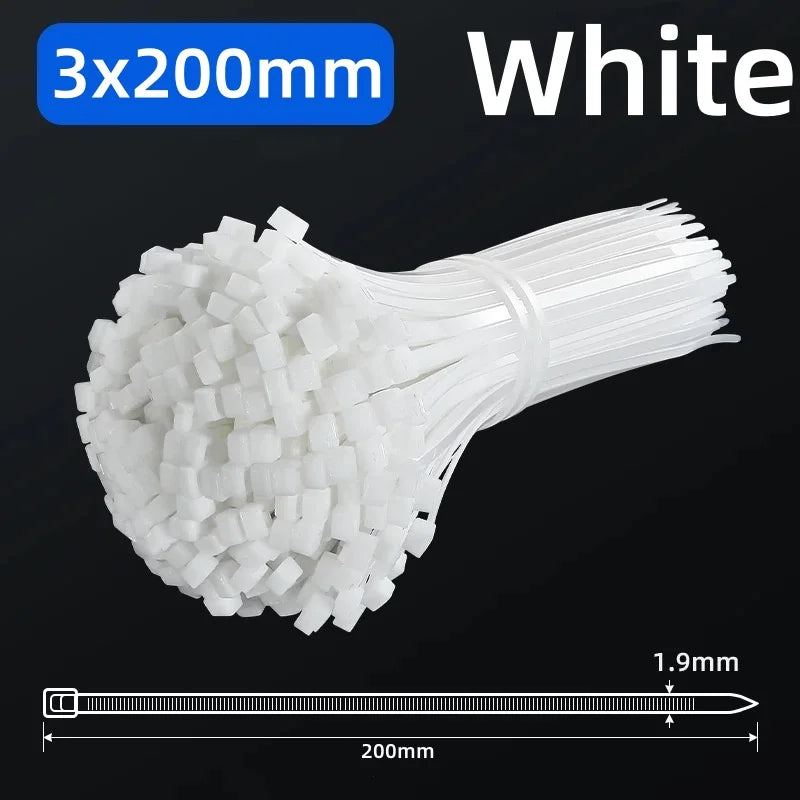 White Nylon Zip Ties 4x150mm 100pcs – Self-Locking Cable Ties
