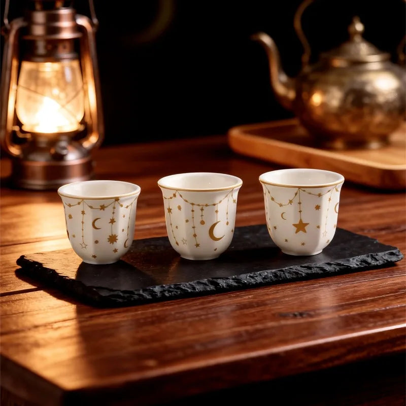Kabuki Octagonal Ceramic Espresso Cup | Floral Coffee Cup