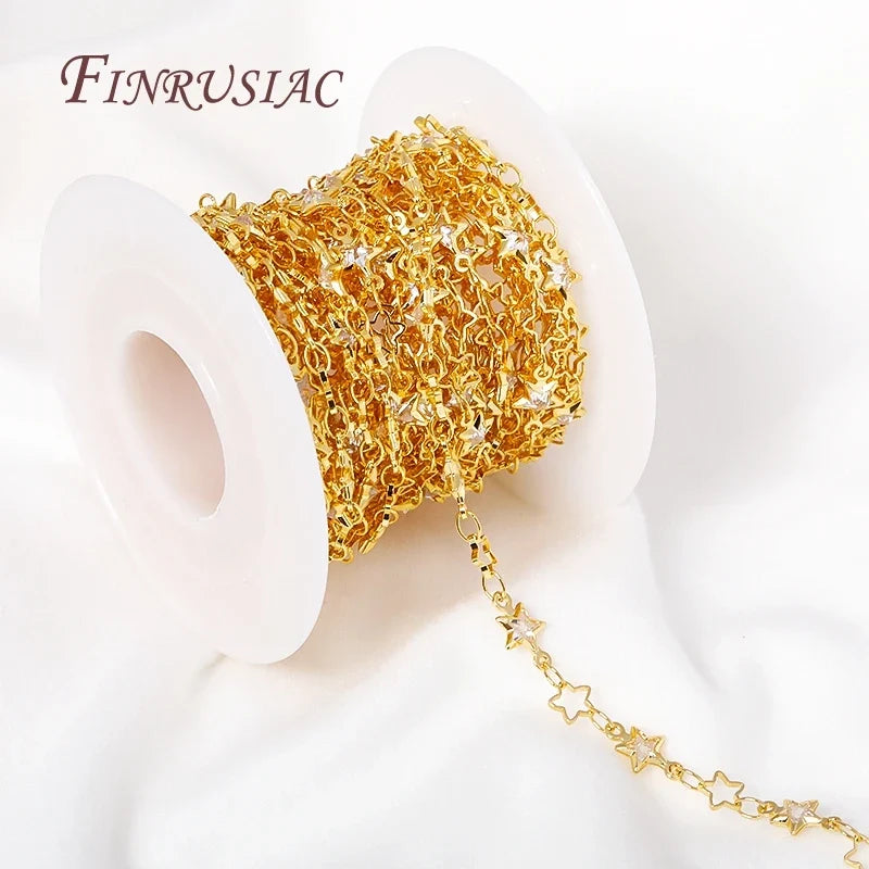 18K Gold Plated Star Zircon Link Chain | DIY Jewelry Making