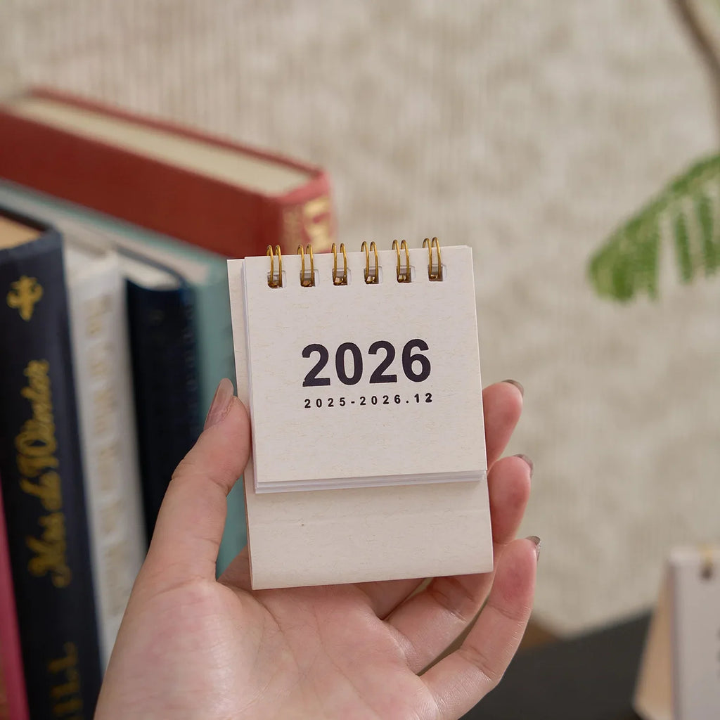 2026 Retro Mini Scroll Desk Calendar | Desktop Planner Decor