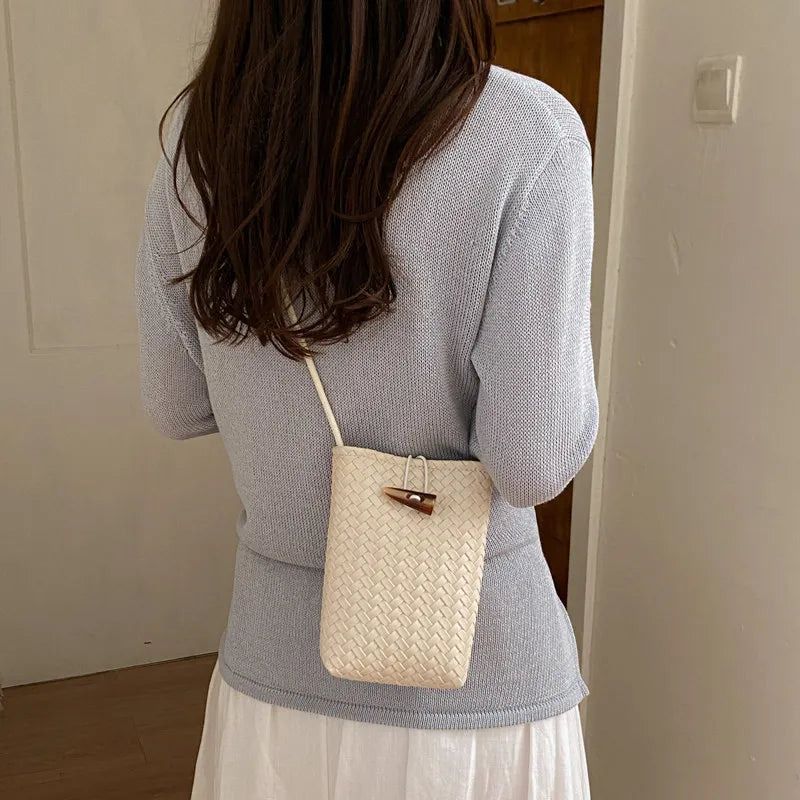 Woven Mini Shoulder Phone Bag for Women | Nixie Bucket Bag