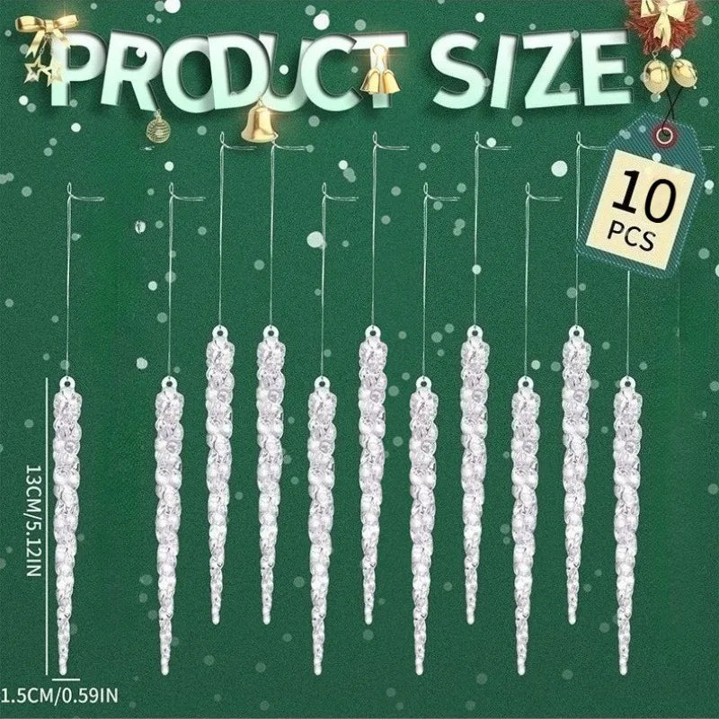 10Pcs Acrylic Crystal Ice Column Christmas Tree Ornaments