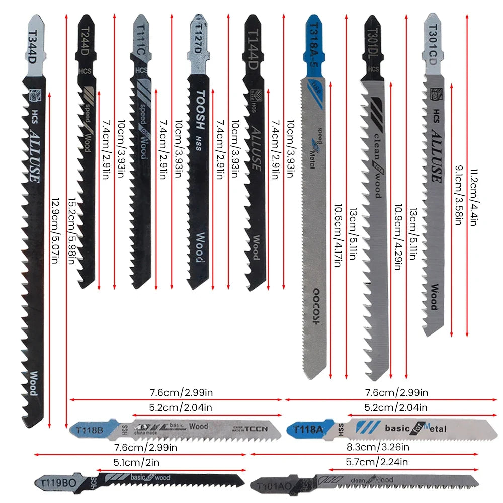 T-Shank Jigsaw Blades Set – Assorted Wood & Metal Cutting