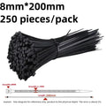250pcs 8MM Heavy Duty Black Nylon Cable Zip Ties – Water Resistant