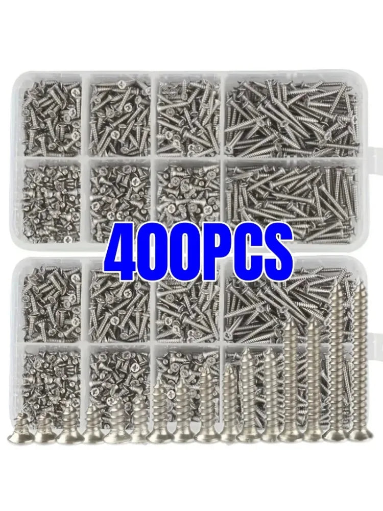 400pcs M2 Self-Tapping Screws Assortment Kit | Phillips Head