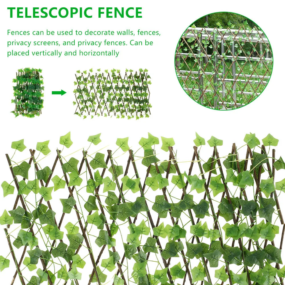 6-Pack Artificial Ivy Expanding Trellis Privacy Fence 40cm
