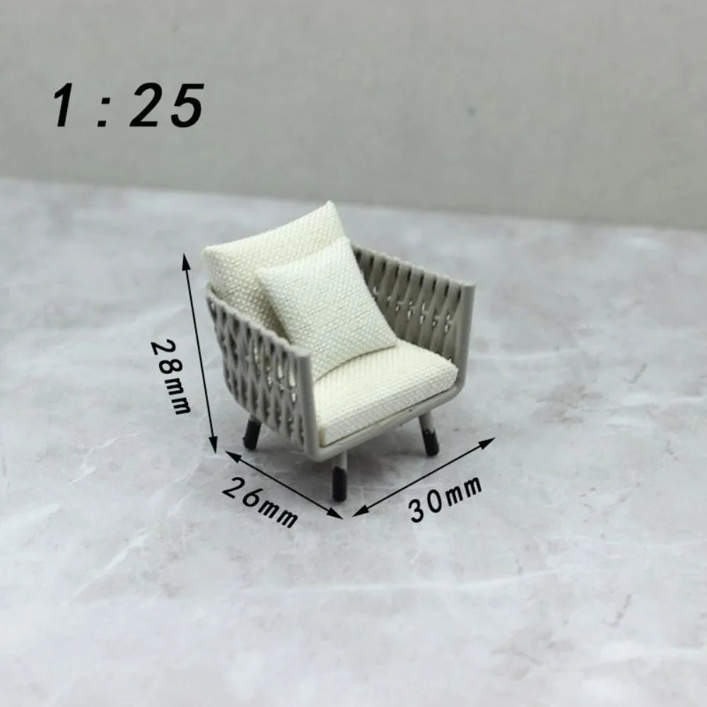 Miniature European Sofa & Tea Table – Dollhouse Furniture 1:15–1:30
