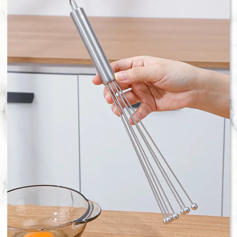 Stainless Steel Ball Whisk Set 10" & 12" – Manual Egg Beater
