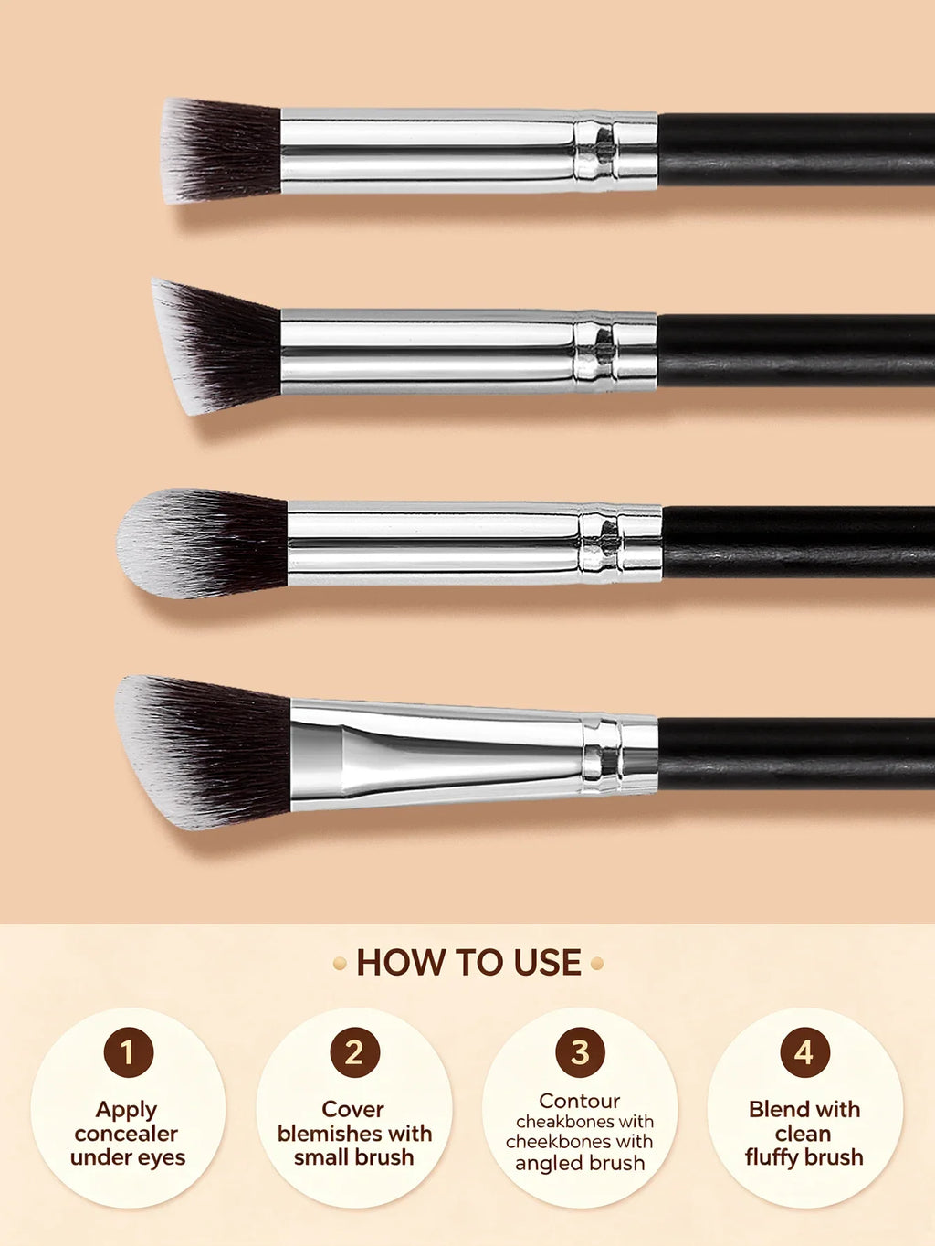 5-Piece Makeup Brush Set – Eyeshadow, Contour & Highlighter