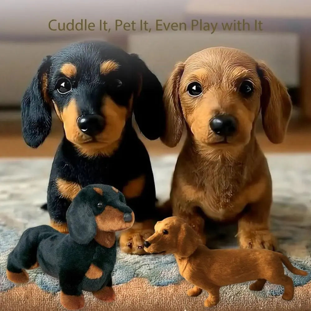 Realistic Dachshund Plush Toy – Soft Stuffed Dog Pillow