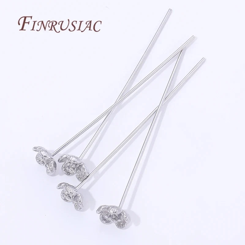 18K Gold Plated Flower Head Pins – DIY Jewelry Making 5/10 Pcs