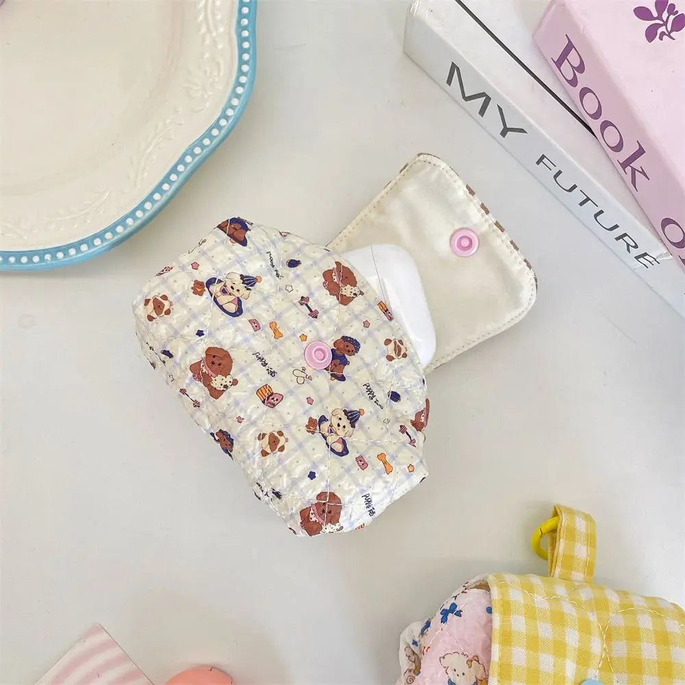 Mini Quilted Makeup Bag – Kawaii Snap Closure Cosmetic Pouch