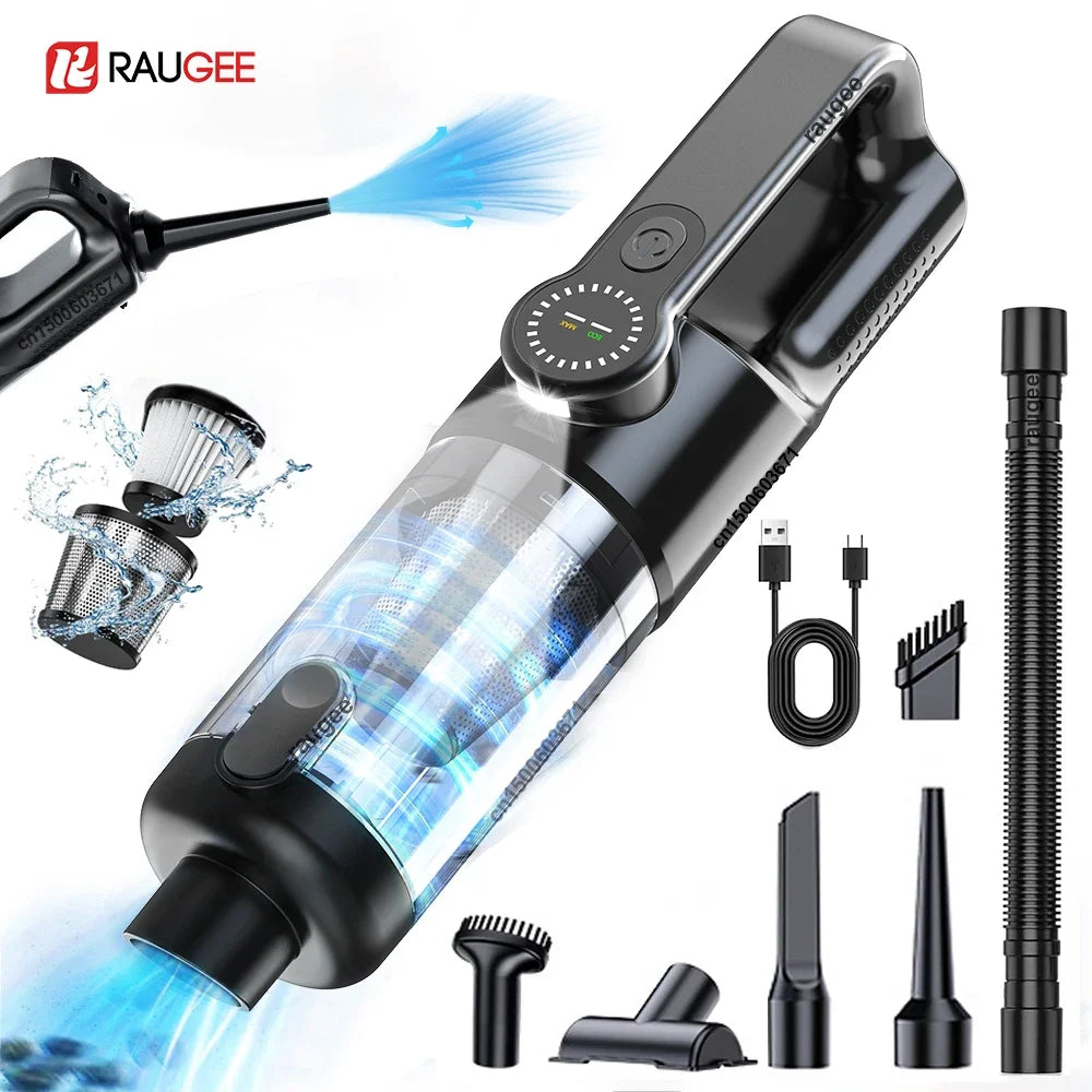 Raugee 17000Pa Cordless Handheld Car Vacuum – 4-in-1 HEPA