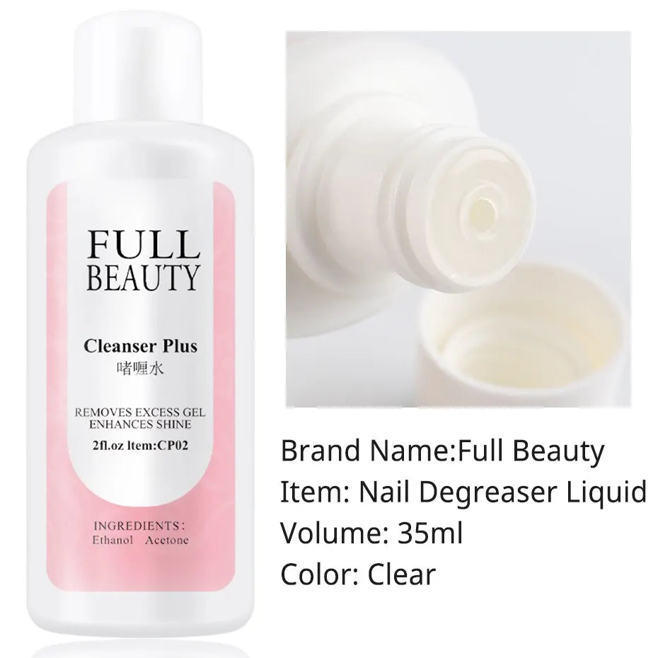 Full Beauty 35ml Nail Slip Solution – Poly Gel UV Builder Cleanser