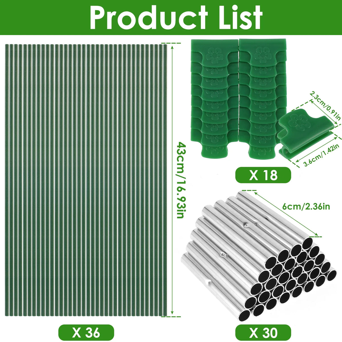 Plant Climbing Trellis, Greenhouse Hoop Kit & Garden Stakes Set