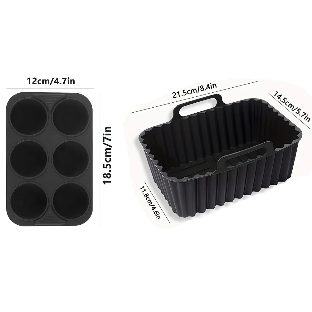 Silicone Air Fryer Pot & Muffin Cupcake Molds – 2pc Set