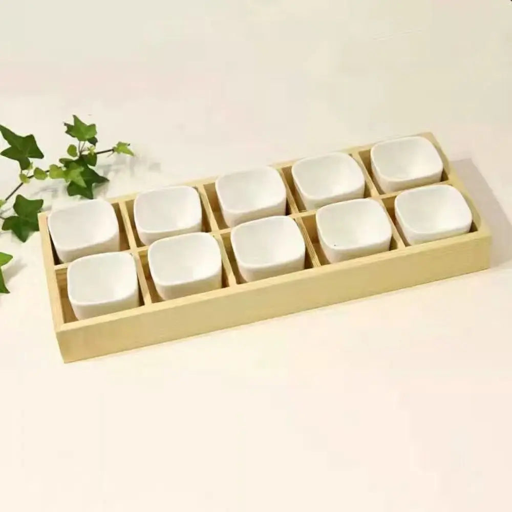 Multi-Grid Wood Succulent Tray & Desktop Organizer Holder