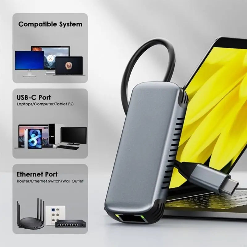 USB-C to RJ45 Ethernet Adapter 5Gbps Aluminum | Plug & Play