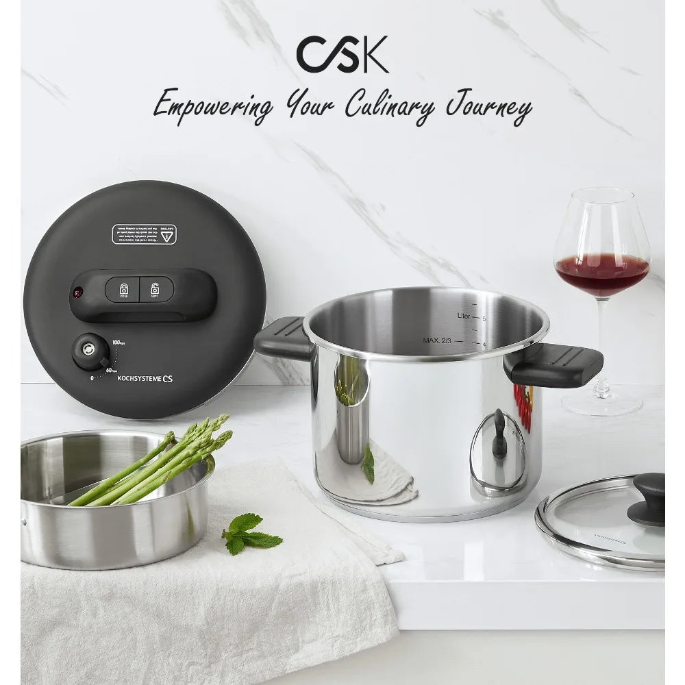 Stainless Steel Pressure Cooker 6L & 8L | Induction Compatible