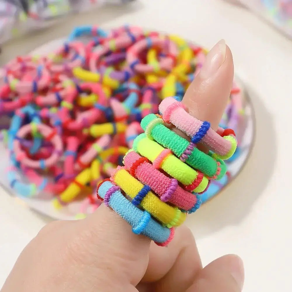 50pcs Colorful Elastic Hair Bands for Kids – Ponytail Hairties