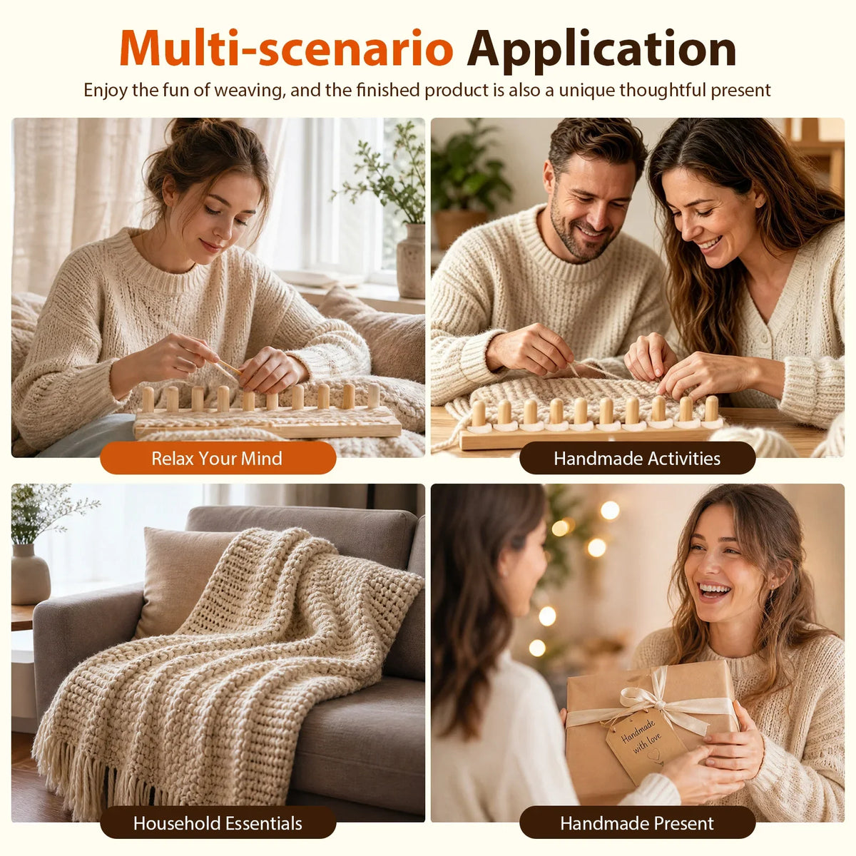 Chunky Blanket Knitting Loom – Extra Large Wood Frame DIY Kit