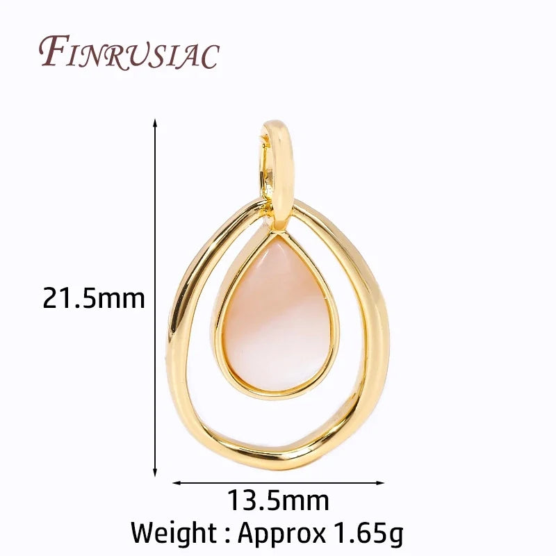 18K Gold Plated Oval Shell Droplet Pendant Charms – DIY Jewelry