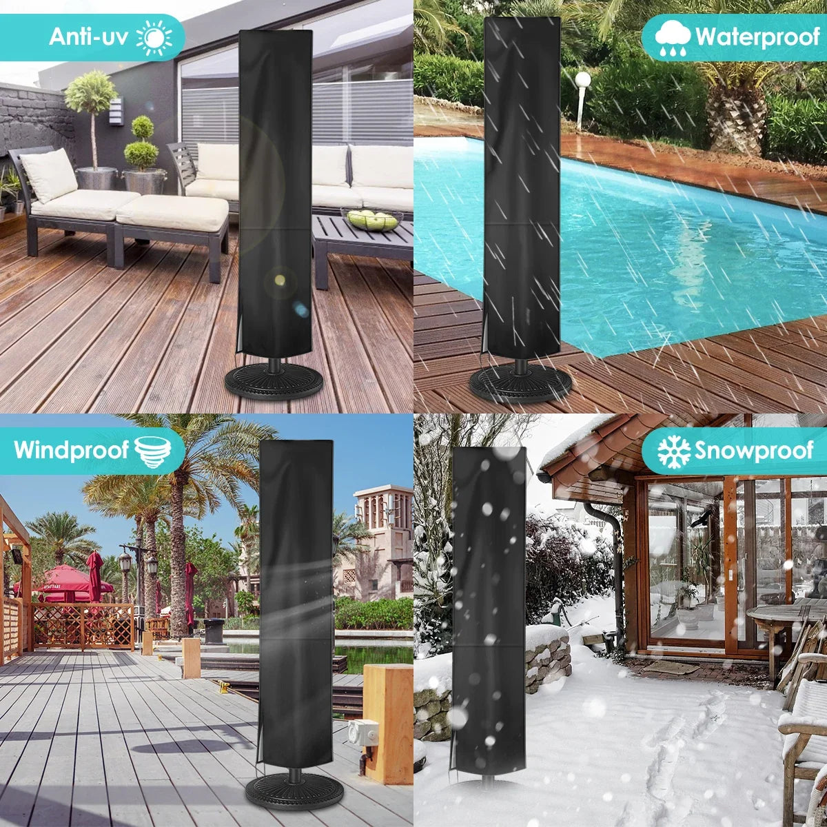 Waterproof Cantilever Patio Umbrella Cover – 210D Oxford Zip