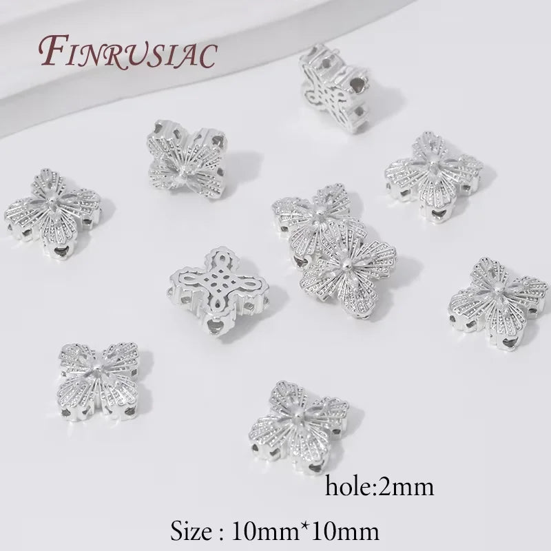 18K Gold Plated Zircon Flower Beads – DIY Jewelry Making