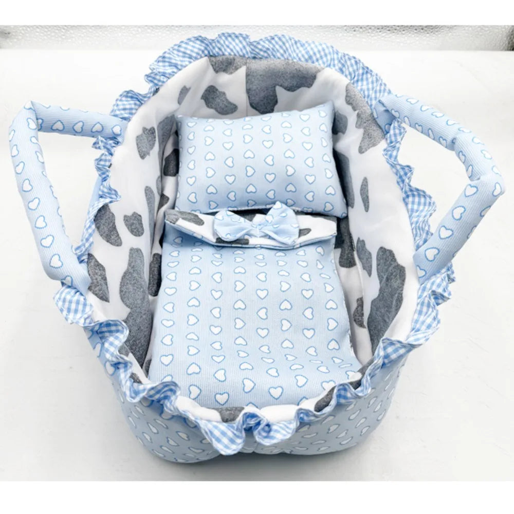 Pink Gingham Mini Basket – Dollhouse Doll Accessory 1/6 Scale
