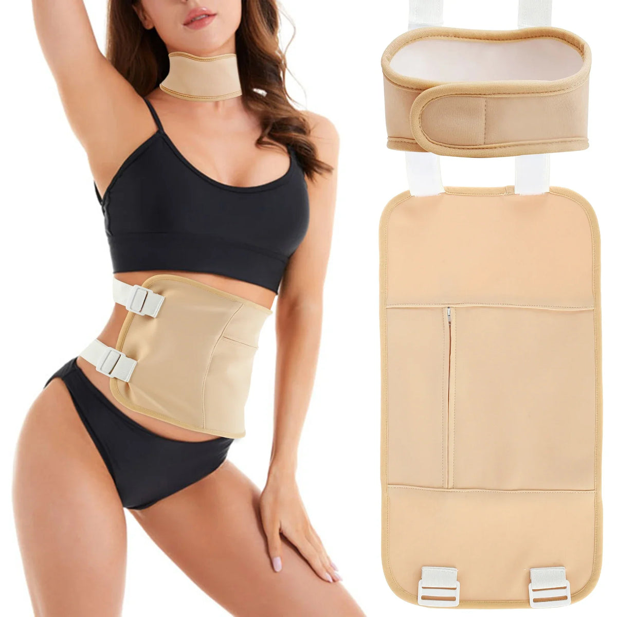 Reusable Castor Oil Pack Wrap Kit – Adjustable Waist & Neck