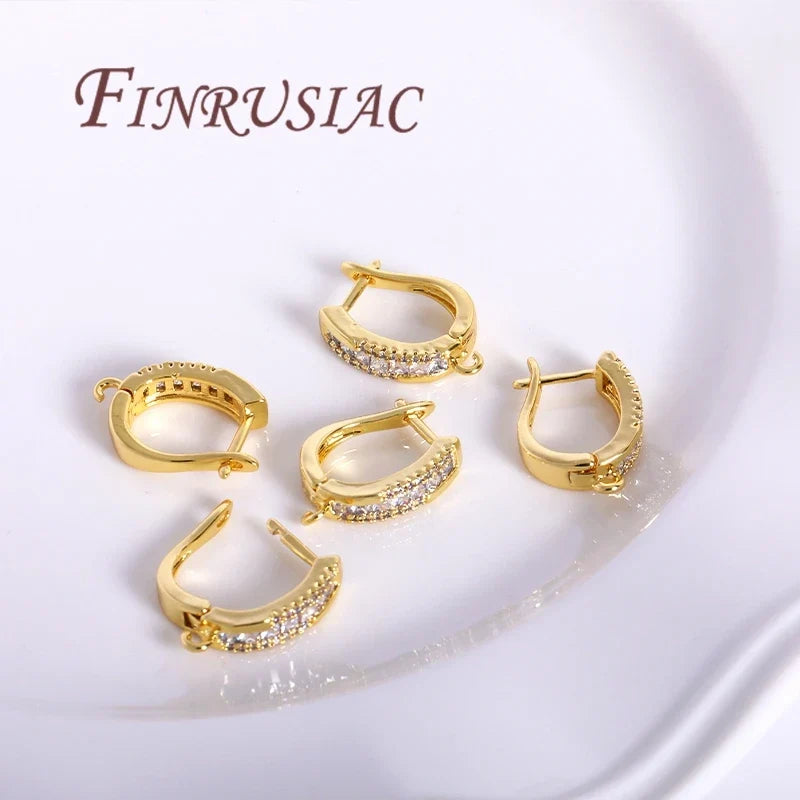 18K Gold Plated Zircon Earring Hook Clasps | DIY Earwires