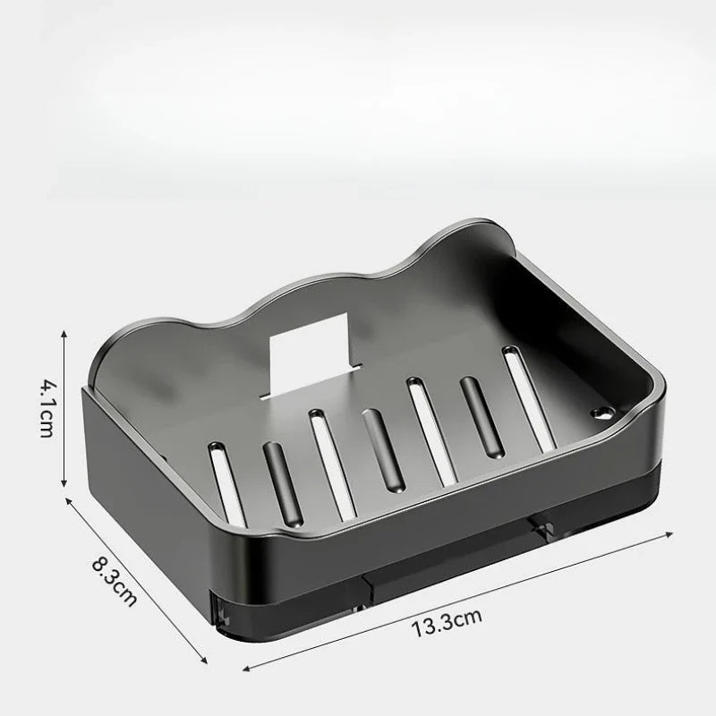 Wall-Mounted Soap Holder Box with Hook – No Drilling, ABS