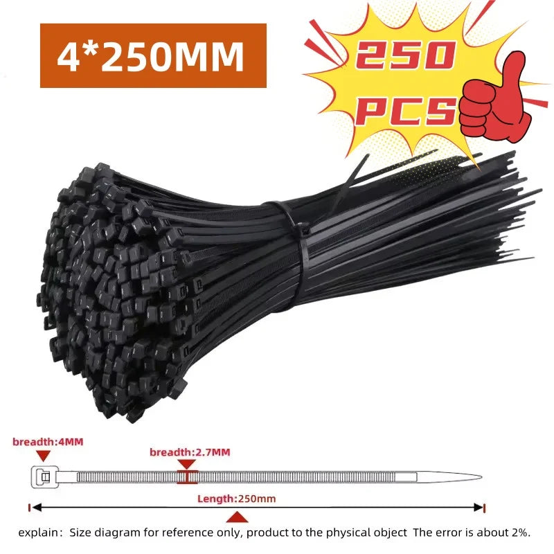 Nylon Cable Zip Ties Self-Locking – 100 or 1000 Pack