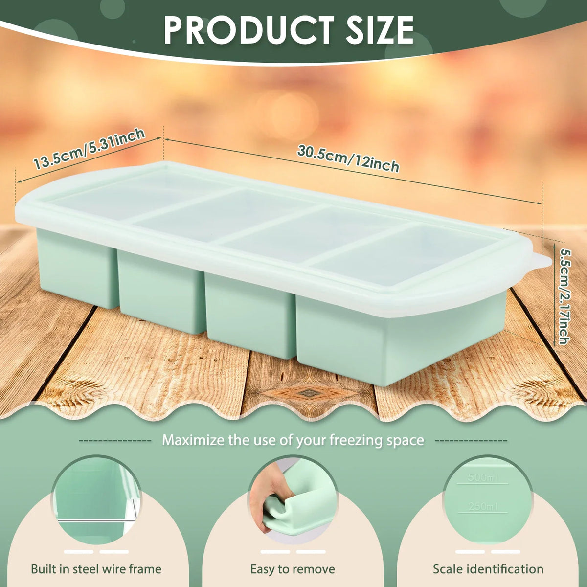 Silicone Freezer Tray with Lid – 3-Cup Soup & Meal Prep Mold