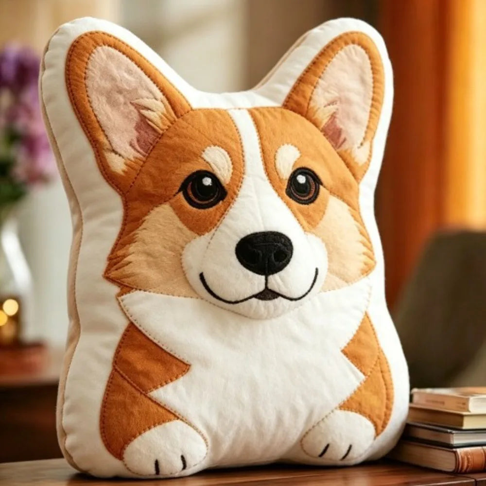 Shiba Dog Shaped Throw Pillow – Soft Plush Animal Cushion