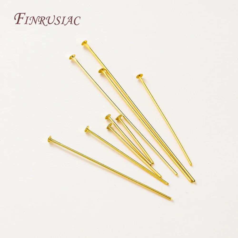 50Pcs 18K Gold Plated Flat Head Pins for DIY Jewelry Making