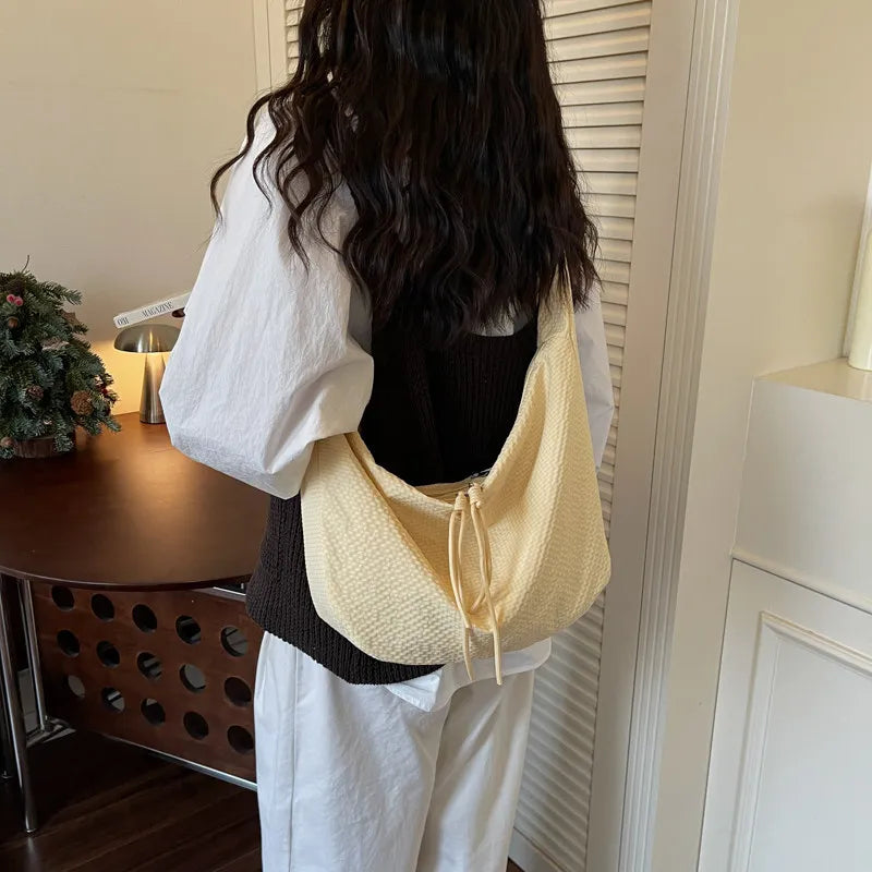 Large Canvas Crossbody Dumpling Bag – Casual Sport Hobo Bag