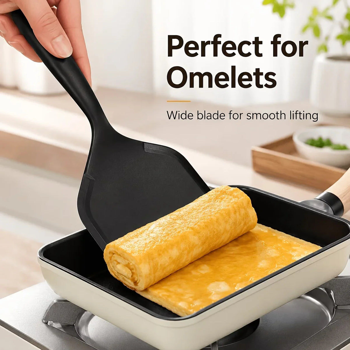 Wide Blade Silicone Spatula – Non-Stick Omelet Cooking Tool