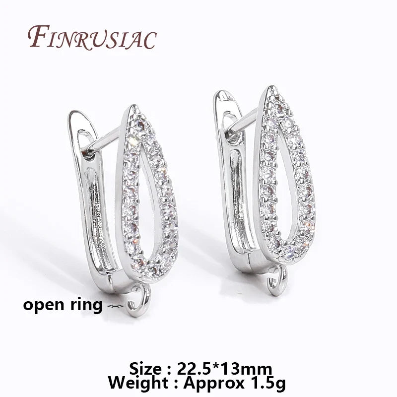 18K Gold Plated Zircon Earring Hook Clasps | DIY Jewelry Findings