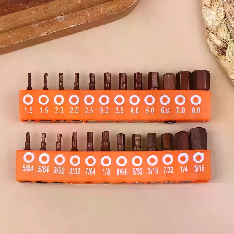 Magnetic Screwdriver Bit Set 12/24 Pc – 25mm Hex Shank S2 Steel