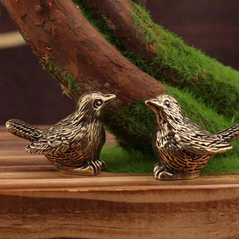 Solid Brass Sparrow Tea Pet Carved Bird Figurine Ornament