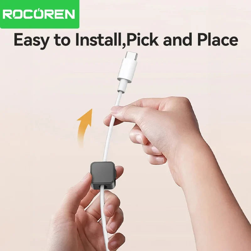 Rocoren Magnetic Cable Clips 6-Pack | Desk Cable Organizer