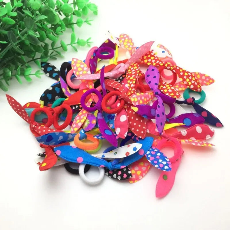 Bunny Ear Hair Bands 24 Mixed Colors – Nylon Cotton Elastics