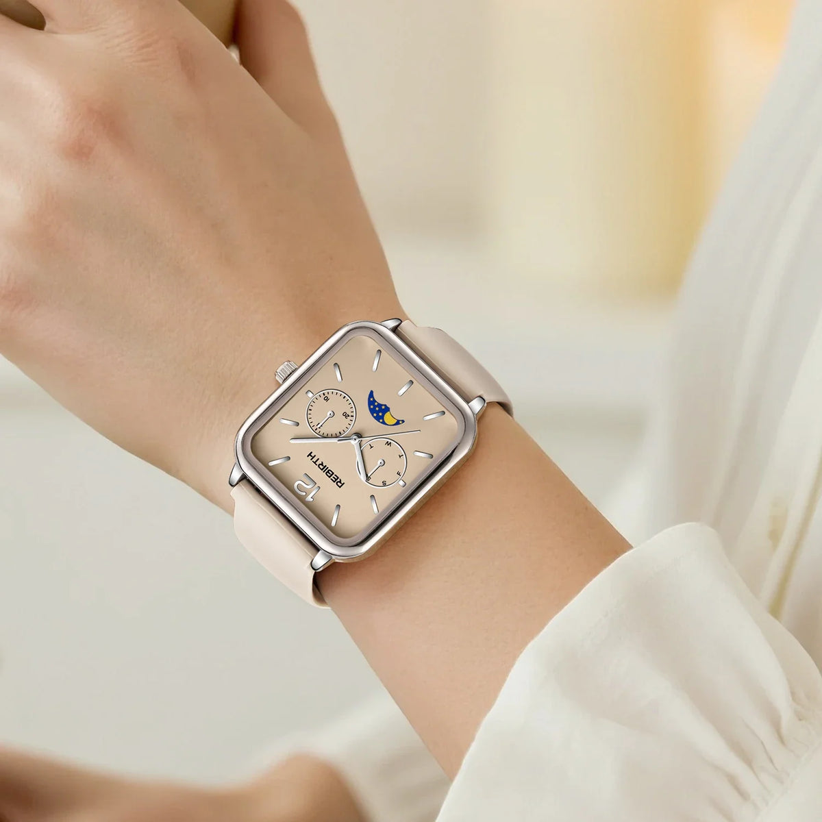 REBIRTH Women's Slim Quartz Watch Silicone Strap Waterproof