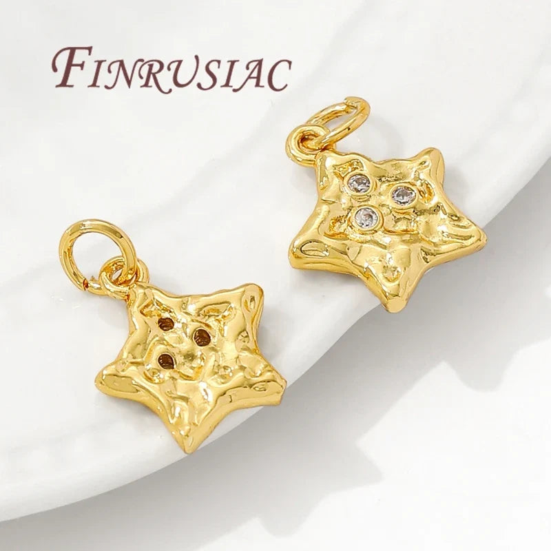 18K Gold Plated Star Charms for DIY Earrings & Necklace Pendants