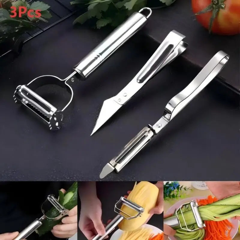 Stainless Steel Vegetable Peeler Set 1 or 3 Pcs | Kitchen Tool