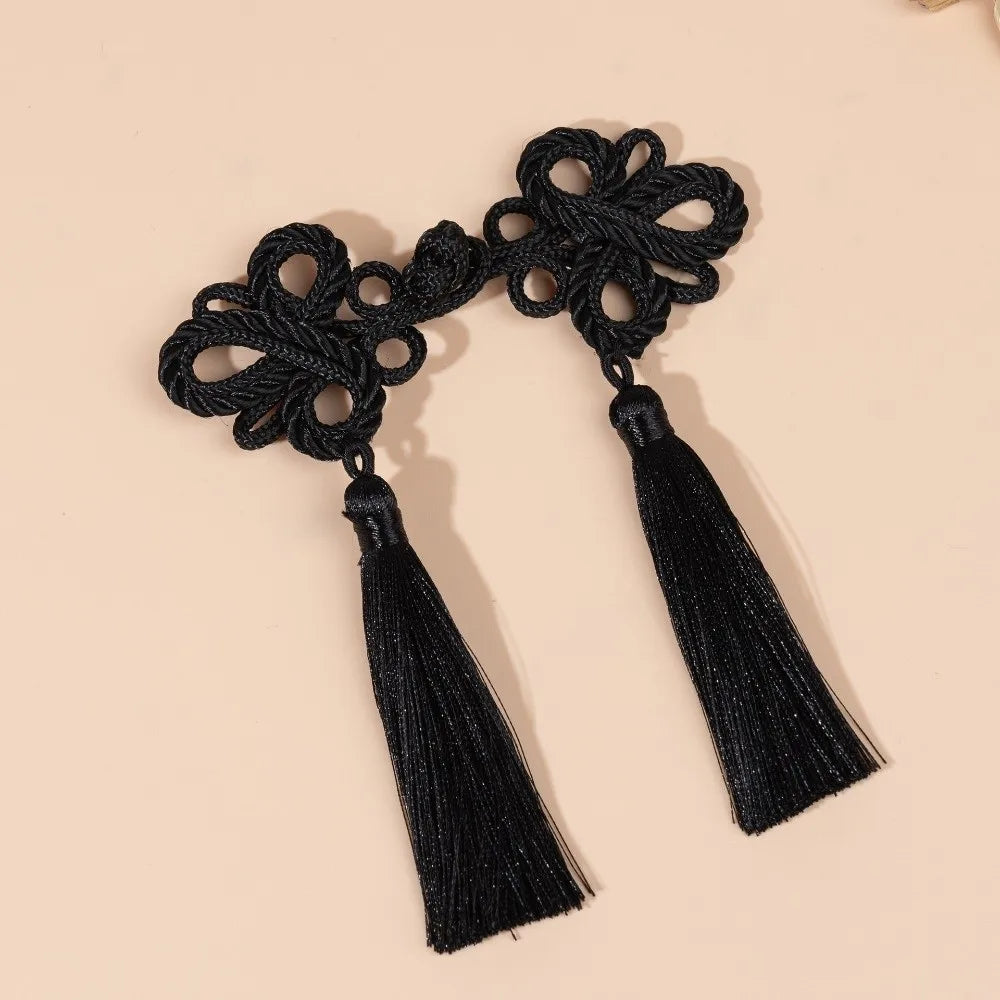 Chinese Knot Tassel Shank Buttons | DIY Plate Buckle 1 Pair