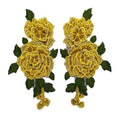 3D Flower Embroidery Sew-On Applique Patch Red 24x12cm
