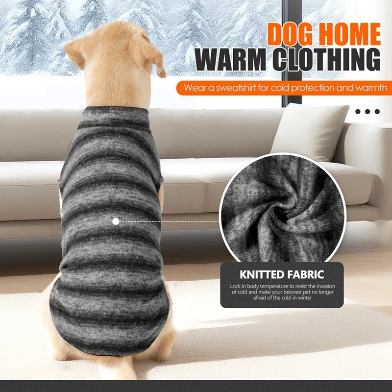 Winter Striped Dog Coat – Soft Warm Fleece Puppy Outfit XS–3XL